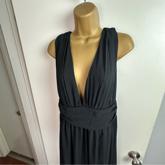 Lulu’s Black Heavenly Hues Airy Woven Chiffon Plunging V-Neck Maxi Dress M - Picture 10 of 15